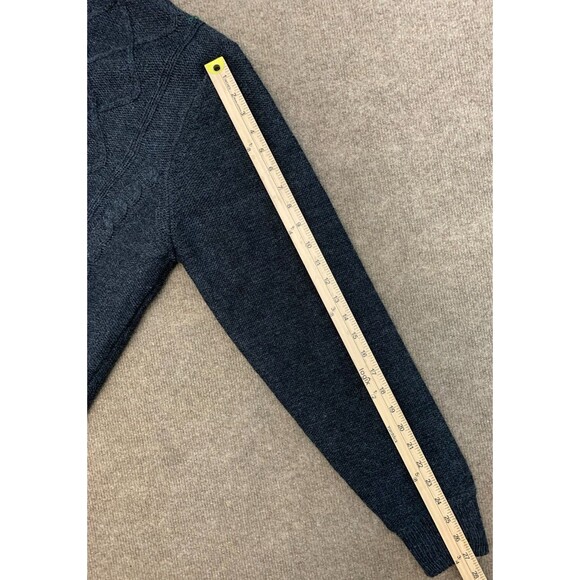 Oscar de la Renta Sweater Jacket Mens XLT Faux Shearling Lined Cable Knit Zip-Up - Picture 6 of 9